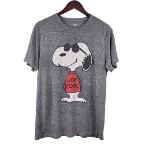 Peanuts Snoopy Joe Cool Marled Gray SS Crewneck Graphic Tee women's medium